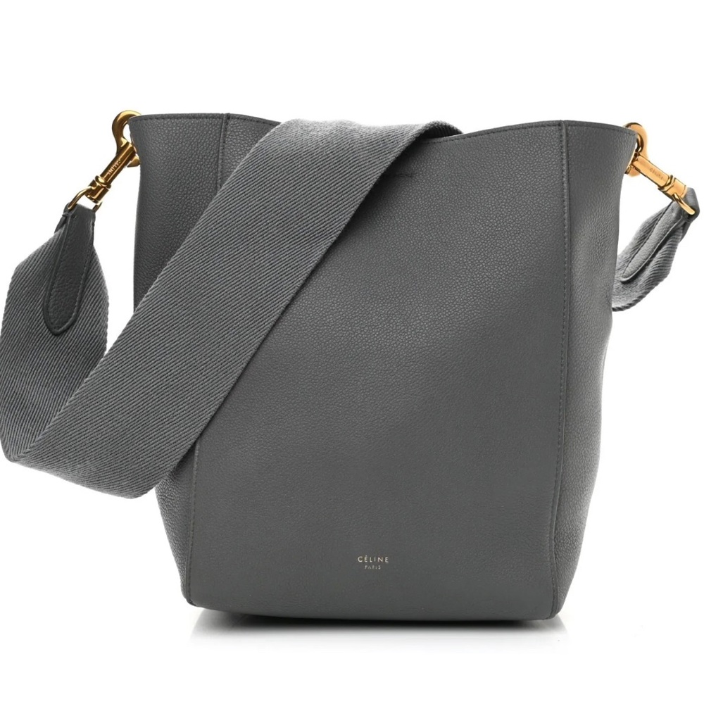 CELINE Paris -  Gray Soft Grained Calfskin Small Seau Sangle